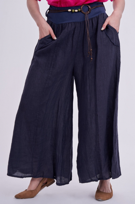 Pantalon tip fusta, din in, bleumarin [2]