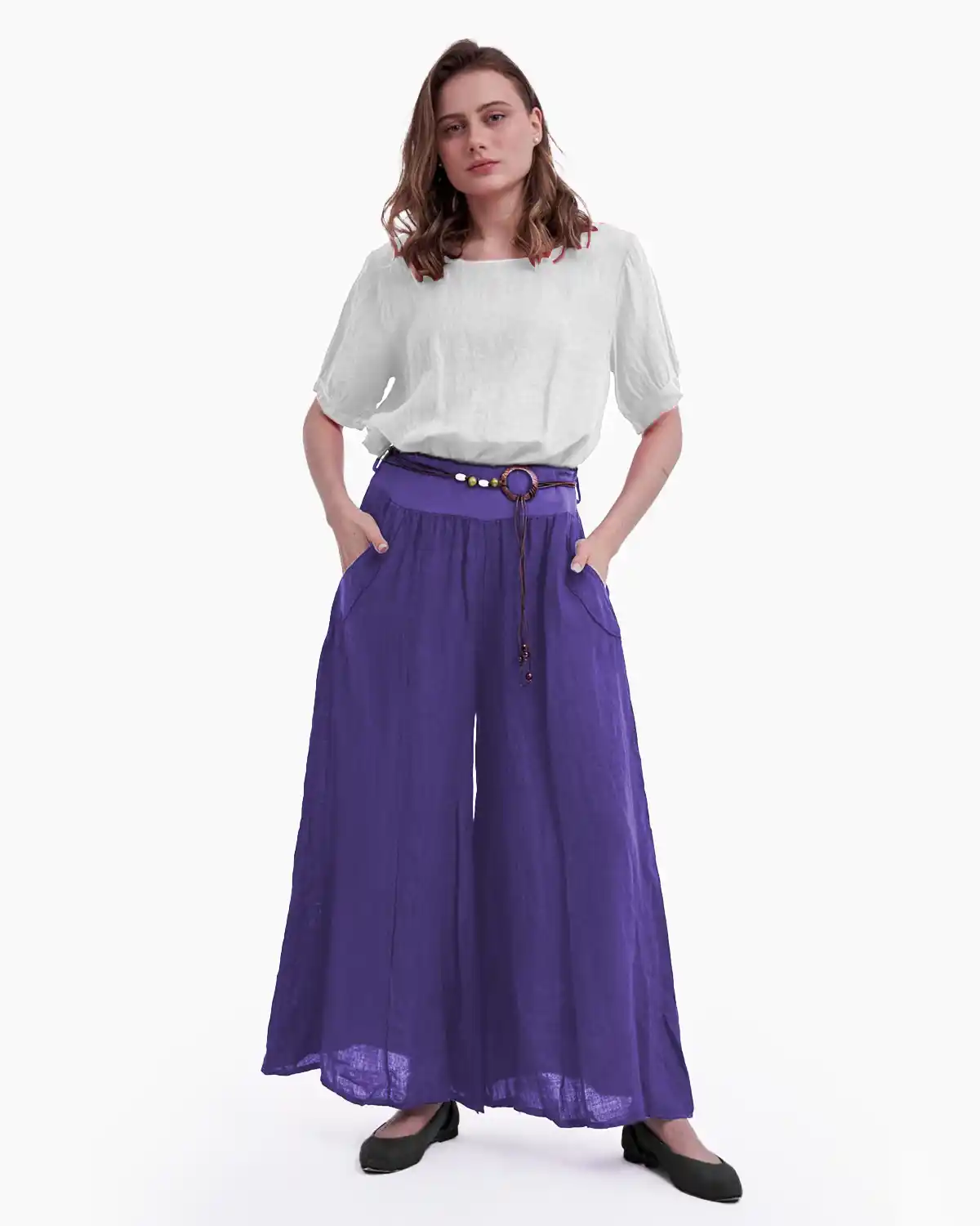 Pantalon tip fusta, din in, mov [3]
