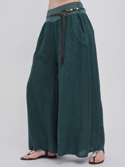 Pantalon tip fusta, din in, verde inchis [2]
