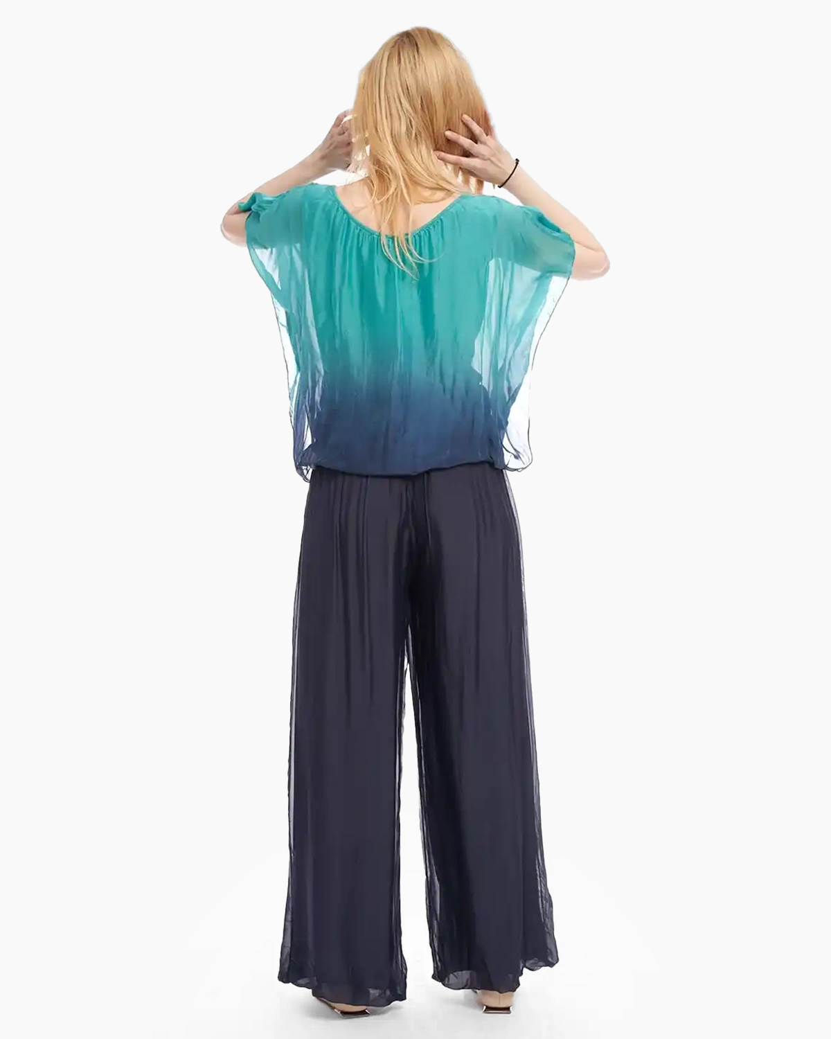 Pantaloni bleumarin din matase, tip salvari [2]