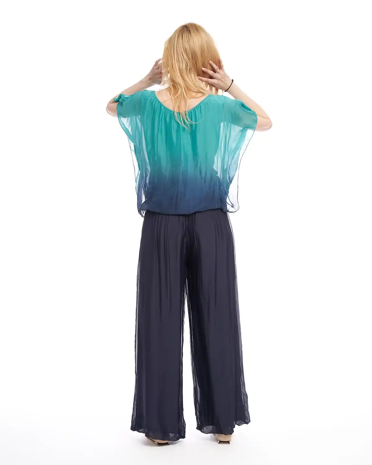 Pantaloni bleumarin din matase, tip salvari [2]