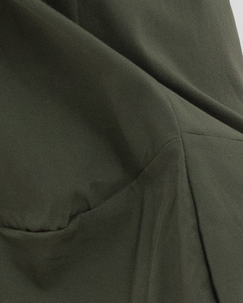 Pantaloni bufanti trei sferturi kaki cu talie elastica pentru confort [3]