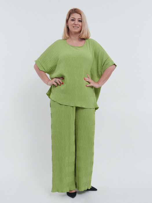 Pantaloni dama evazati cu croiala larga si talie unica, esentiali pentru un stil casual rafinat, oferind confort si versatilitate, vernil [4]