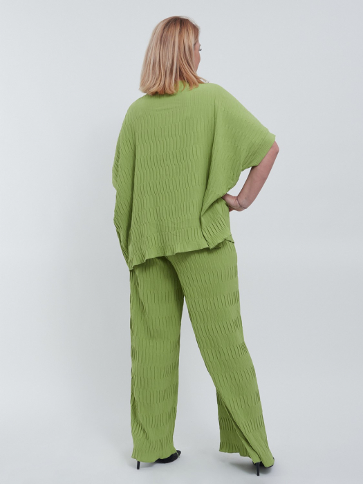 Pantaloni dama evazati cu croiala larga si talie unica, esentiali pentru un stil casual rafinat, oferind confort si versatilitate, vernil [2]