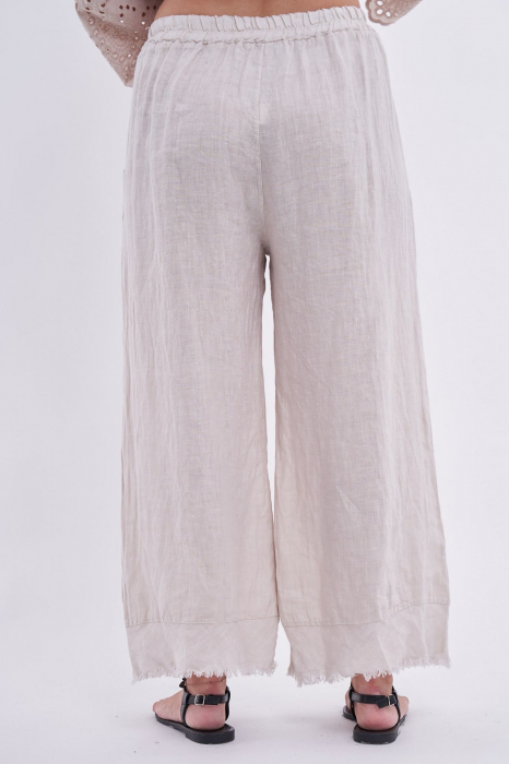 Pantaloni din in pur crem [2]