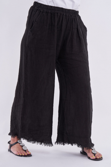 Pantaloni din in pur negru [2]