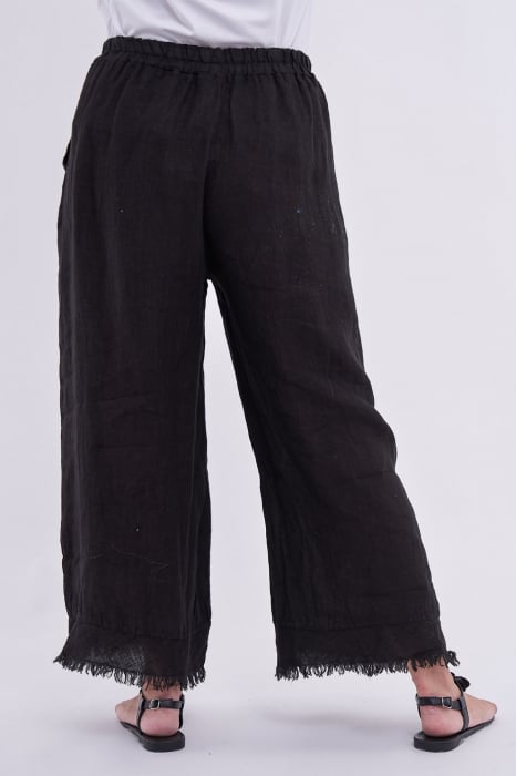 Pantaloni din in pur negru [3]