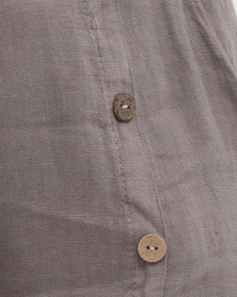Pantaloni lungi bej fango din in pentru vară, confortabili și practici [3]