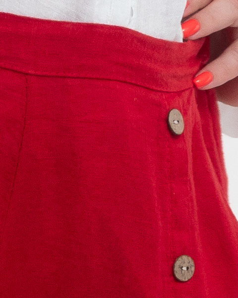 Pantaloni lungi roșii din in pentru vară, confortabili și practici [3]