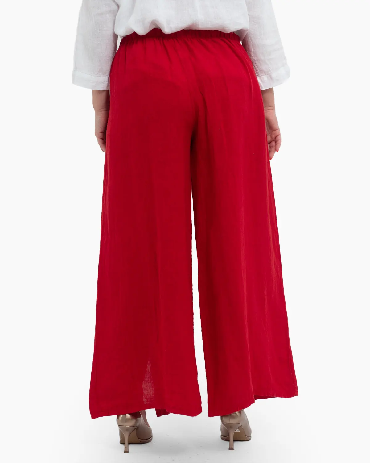 Pantaloni lungi roșii din in pentru vară, confortabili și practici [2]