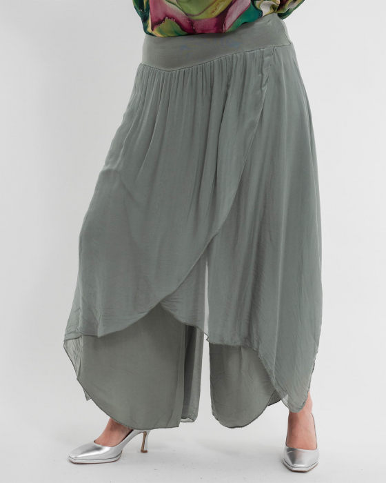 Pantaloni petrecuti din matase kaki [3]