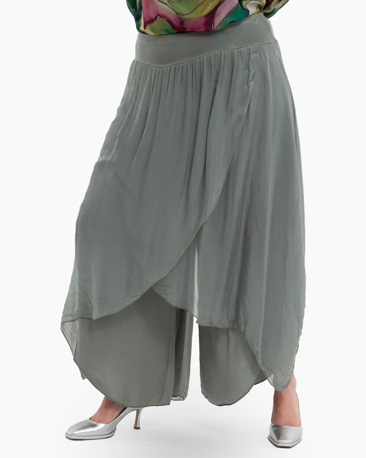 Pantaloni petrecuti din matase kaki [3]