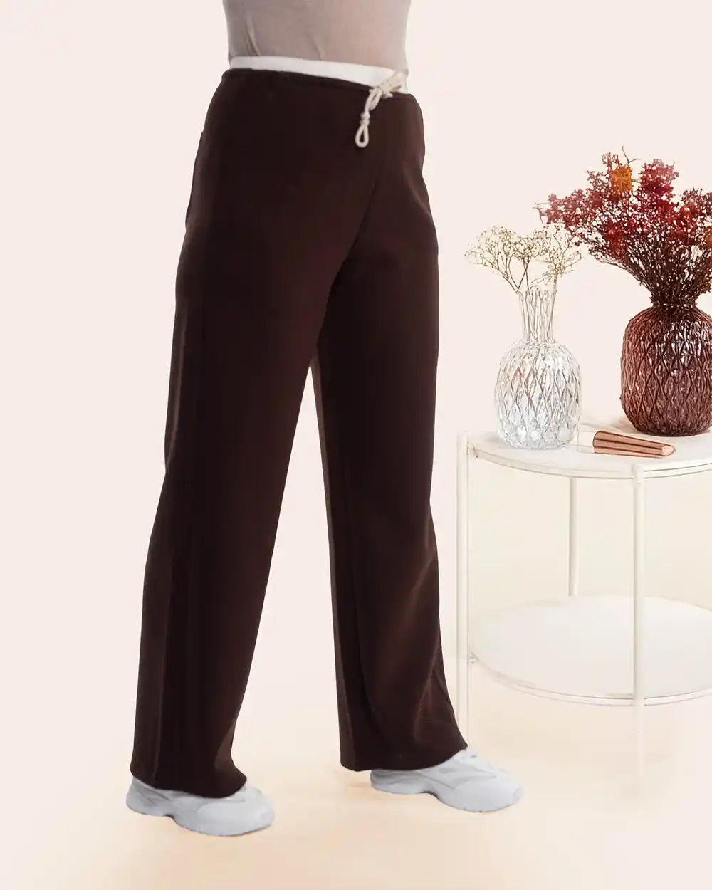 Pantaloni sport urbani lungi din vâscoză maro [3]