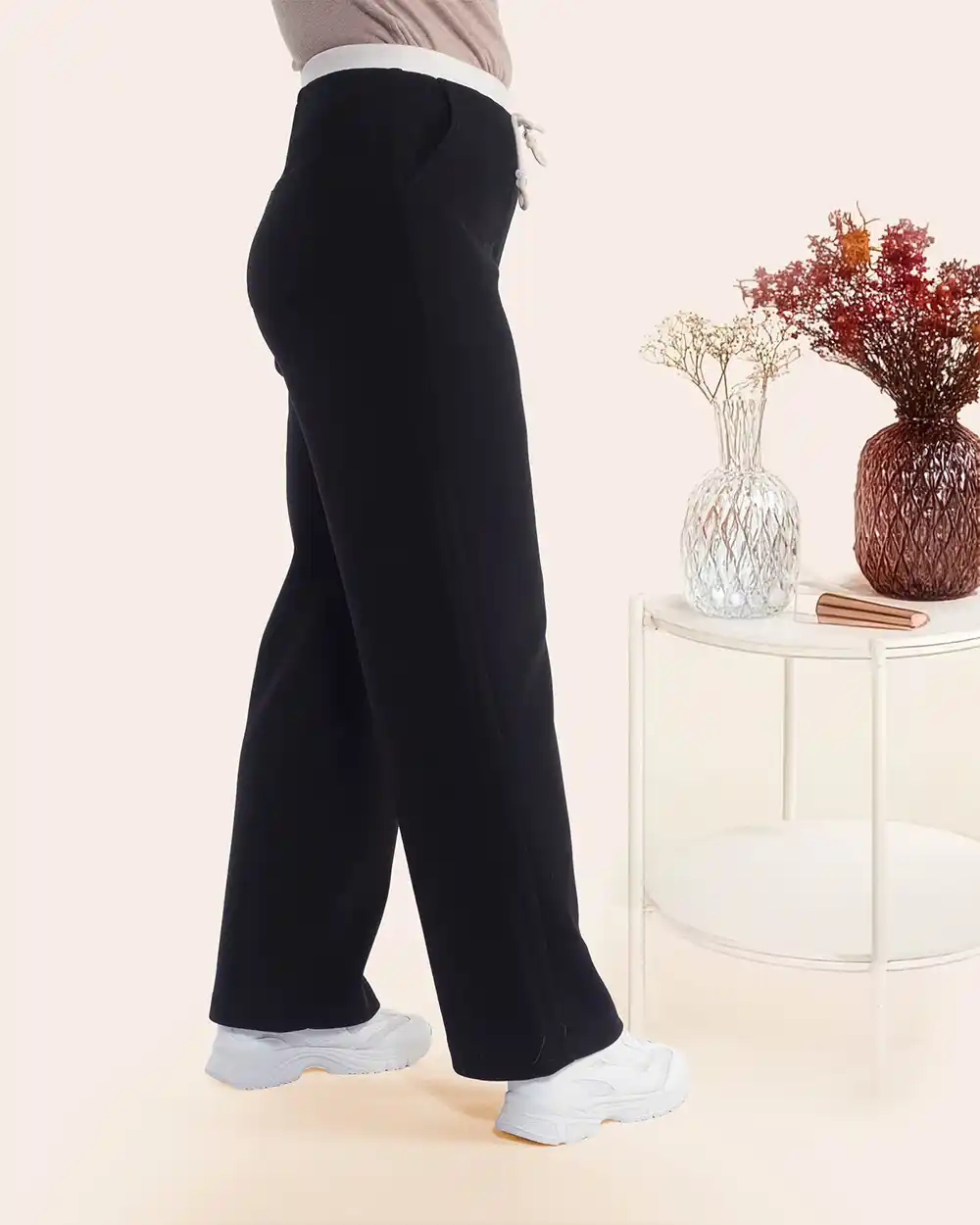 Pantaloni sport urbani lungi din vâscoză neagră [3]