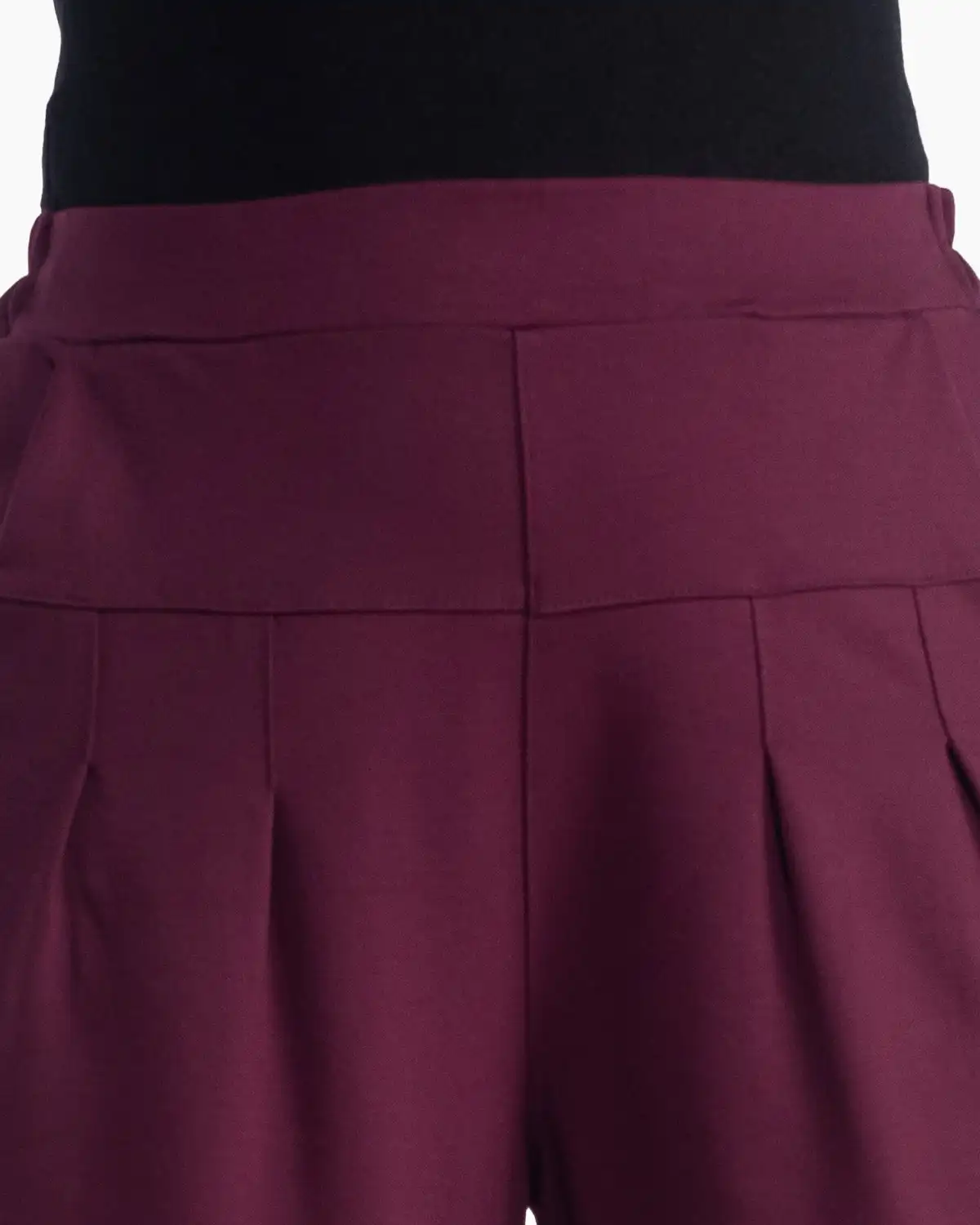 Pantaloni vișinii eleganți-casual cu linie fluidă și talie elastică [4]