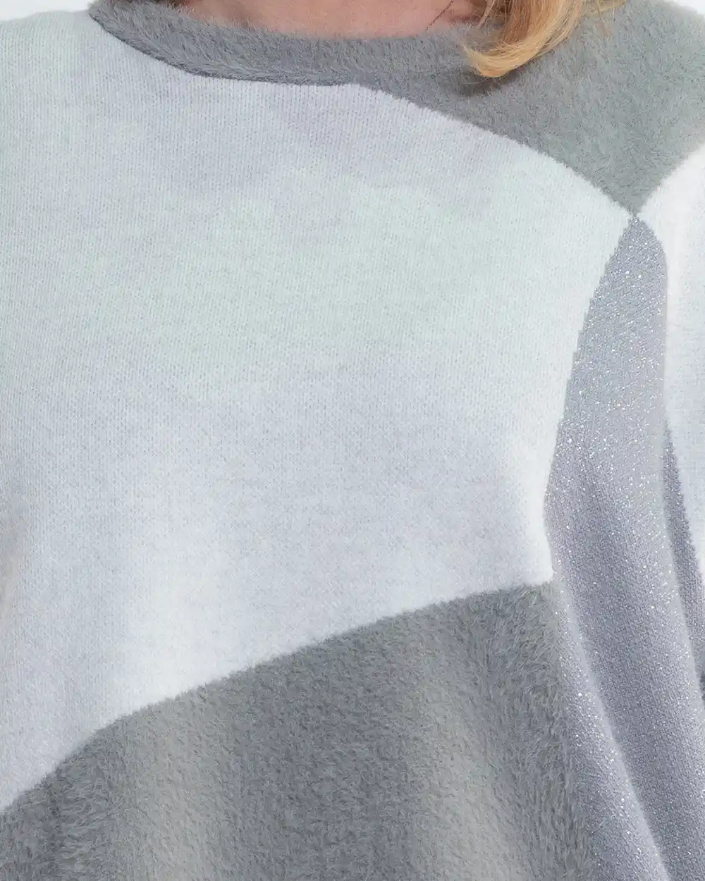 Pulover casual chic gri cu mâneci dolman [5]