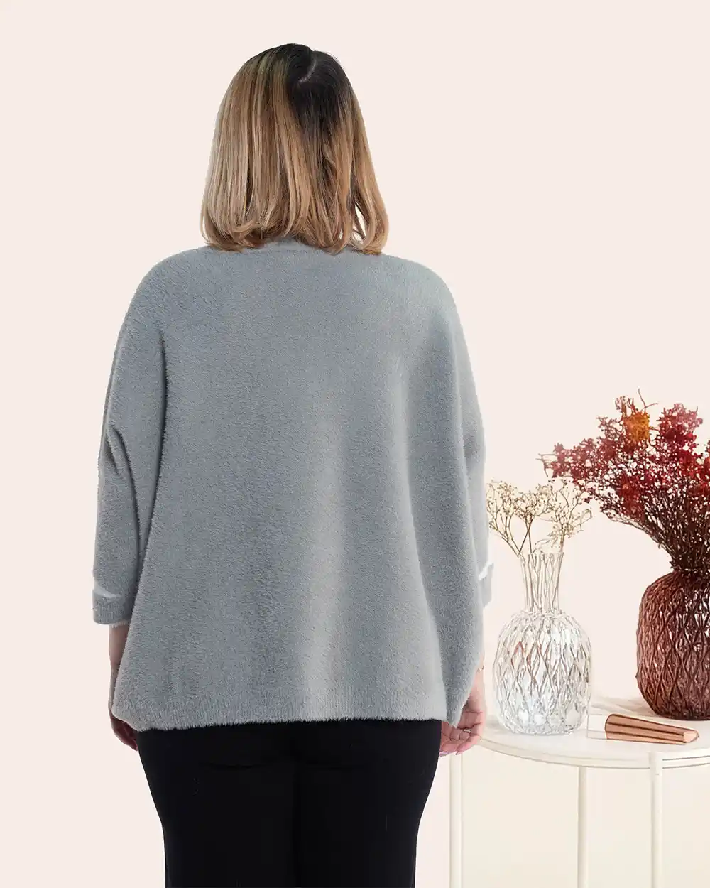 Pulover casual chic gri cu mâneci dolman [2]