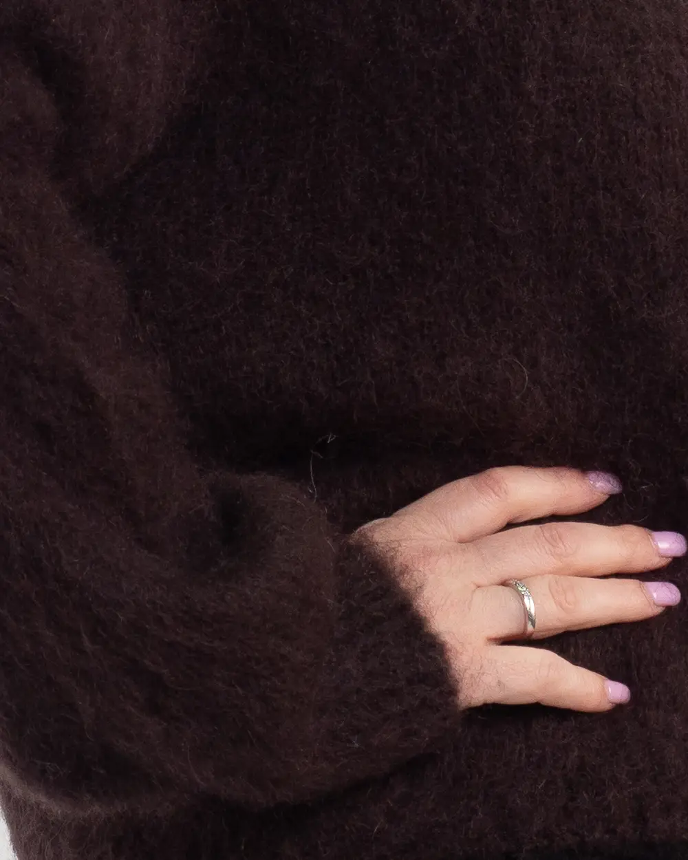 Pulover chic din mohair pufos într-un maro cald cu anchior [4]