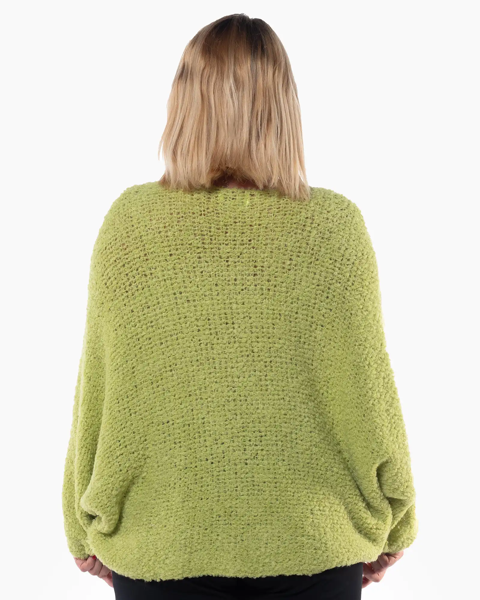 Pulover lila pufos cu croială oversize și decolteu în V [2]