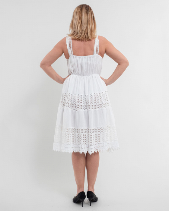 Rochie alba midi dantelata [2]