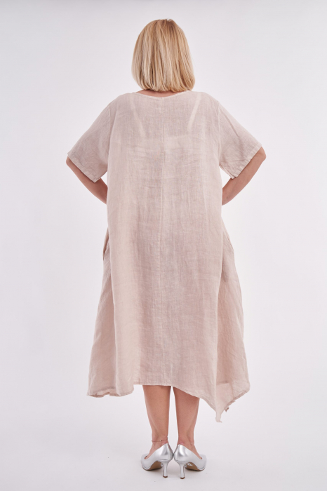 Rochie asimetrica din in, bej [3]
