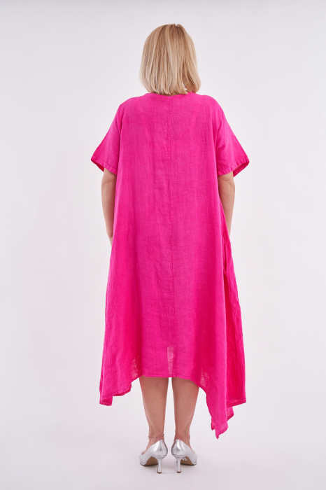 Rochie asimetrica din in, ciclamen [3]