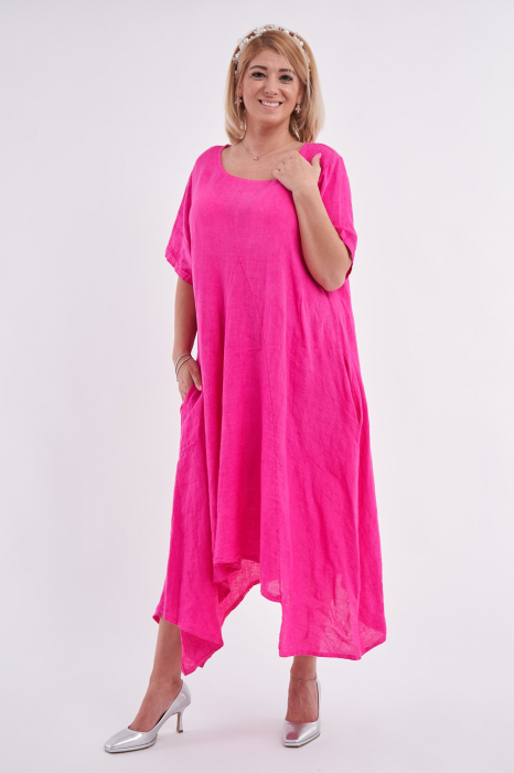 Rochie asimetrica din in, ciclamen [2]