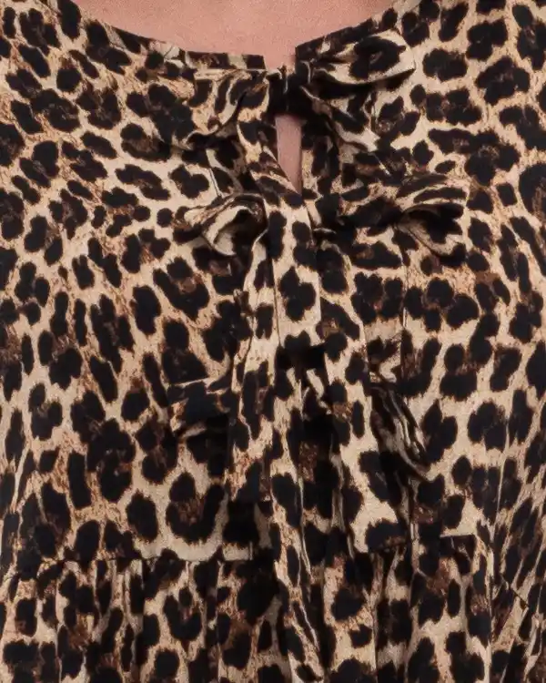 Rochie baby doll midi din viscoză imprimeu leopard [4]