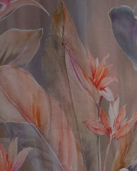 Rochie bej cu matase si imprimeu floral orange [2]
