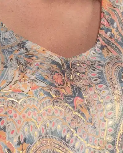Rochie bej din mătase cu imprimeu arabesque [3]