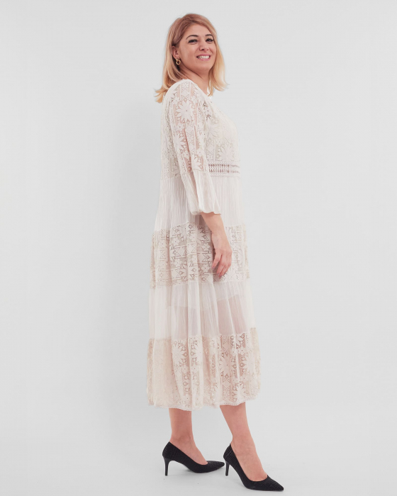 Rochie boema crem, cu matase si broderie [2]