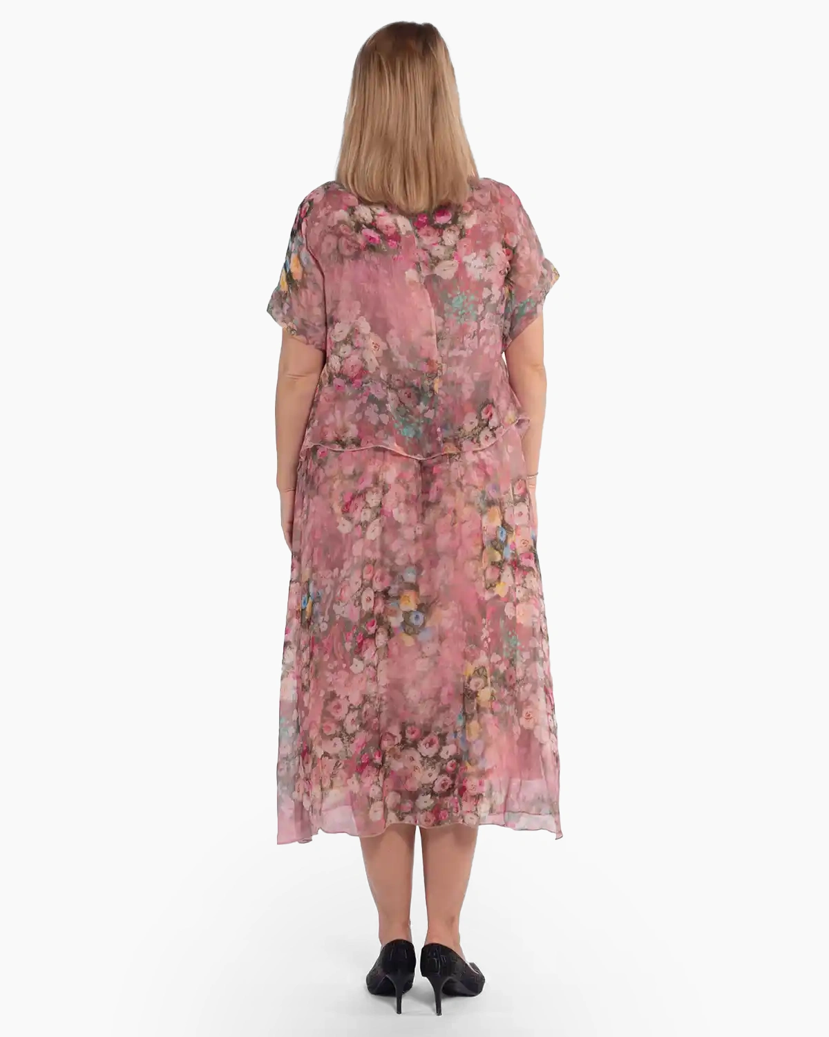 Rochie boho din vâscoză roz pudrat cu imprimeu floral [2]