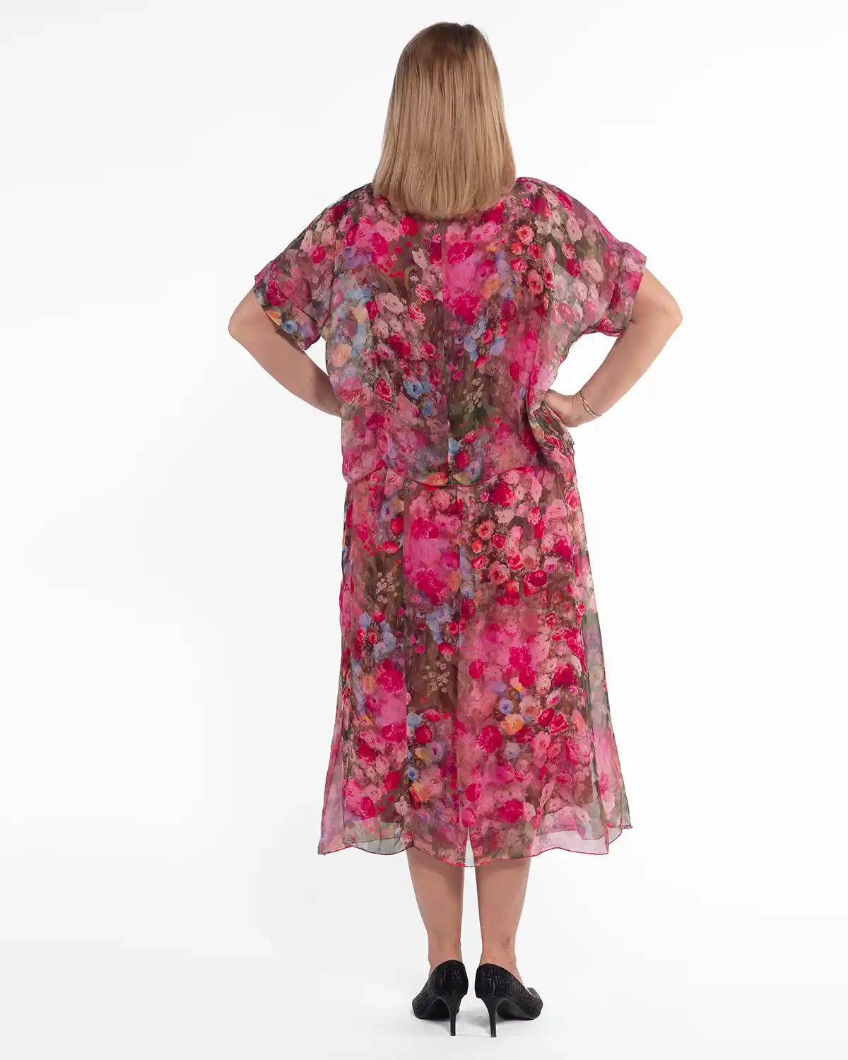 Rochie boho midi fucsia cu imprimeu floral [2]