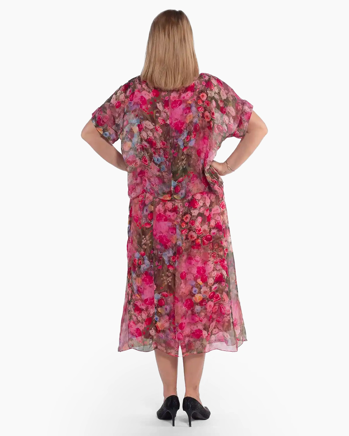 Rochie boho midi fucsia cu imprimeu floral [2]