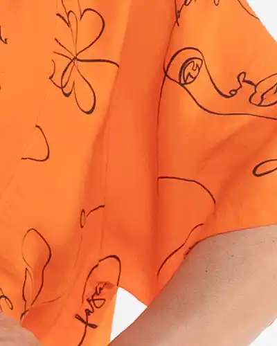 Rochie boho portocalie din vâscoză cu imprimeu abstract [4]