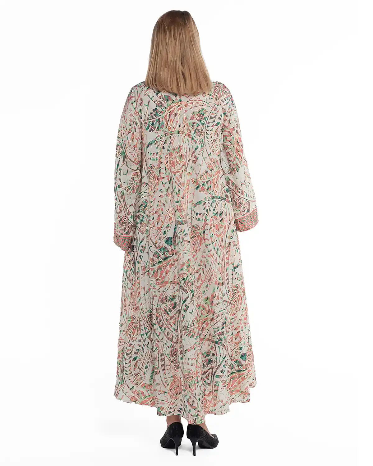 Rochie boho vernil din mătase cu imprimeu arabesque [2]