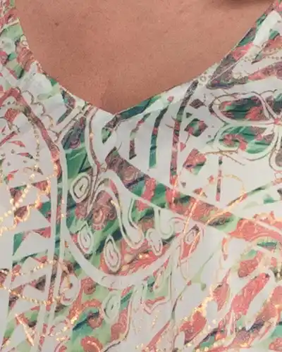 Rochie boho vernil din mătase cu imprimeu arabesque [3]