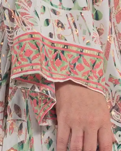 Rochie boho vernil din mătase cu imprimeu arabesque [4]