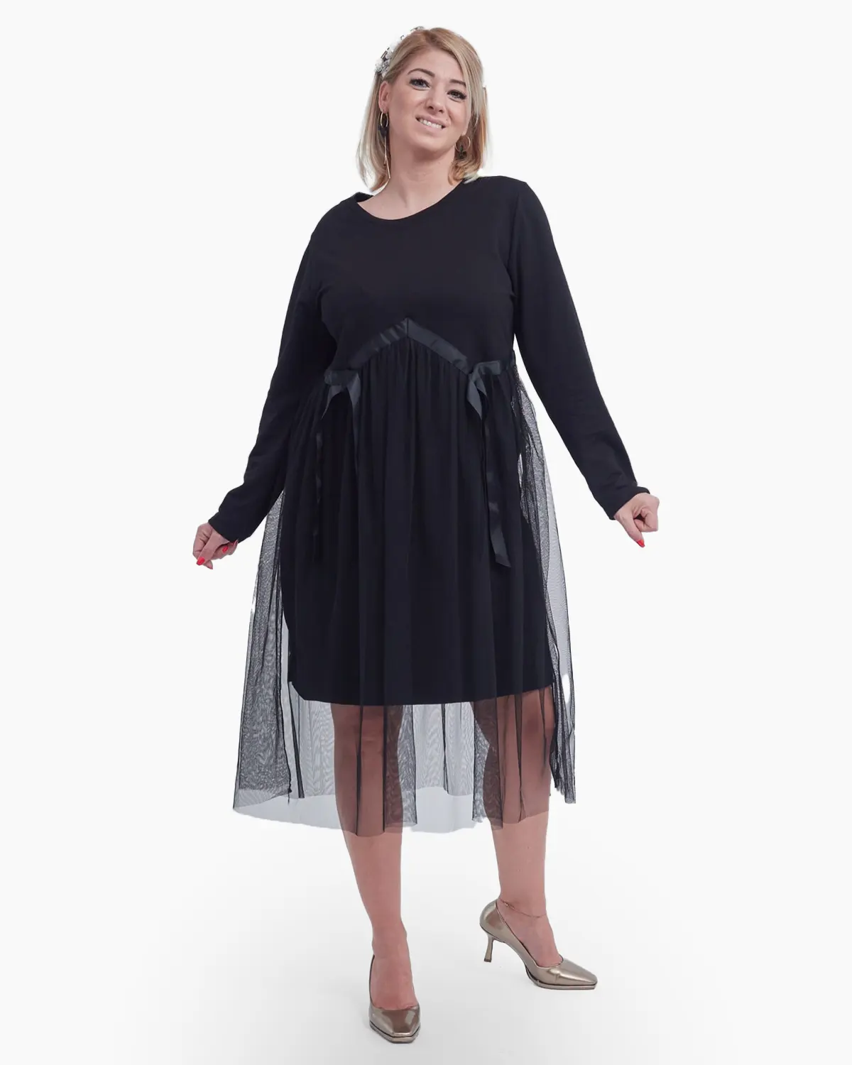 Rochie casual din bumbac cu tull [2]