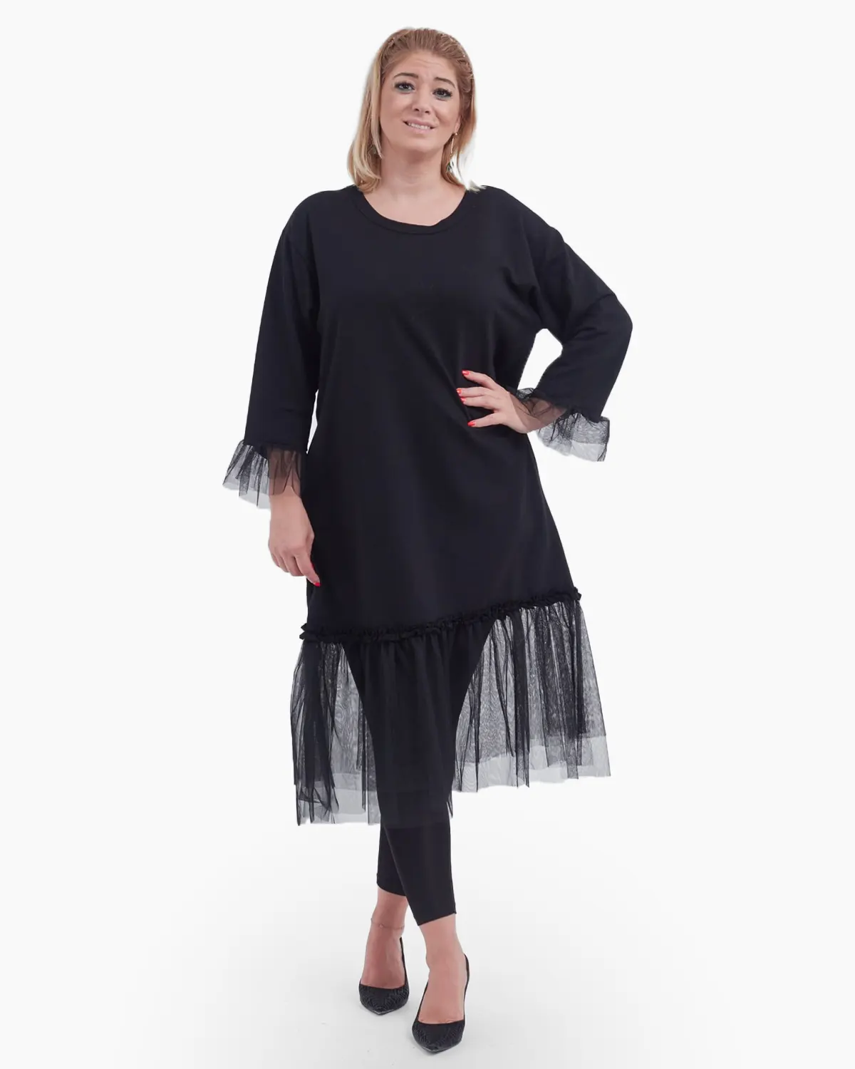 Rochie casual neagra din bumbac [1]