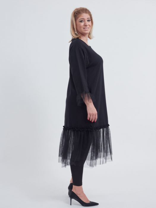 Rochie casual neagra din bumbac [2]