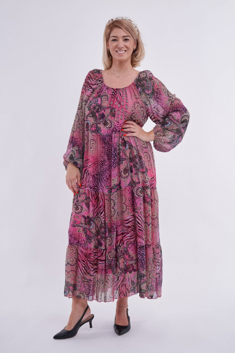 Rochie ciclame cu imprimeu [2]