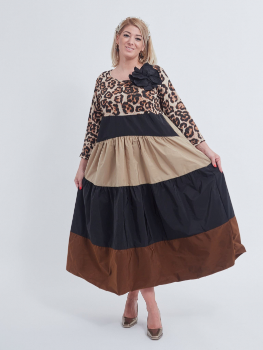 Rochie cu bust elastic si imprimeu leopard [3]