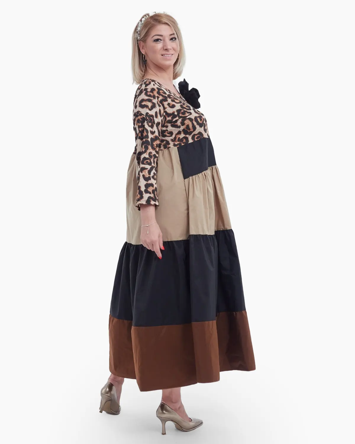 Rochie cu bust elastic si imprimeu leopard [2]