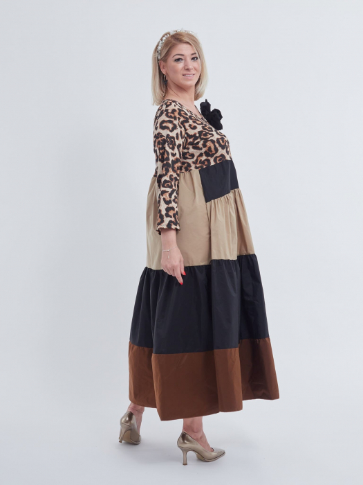 Rochie cu bust elastic si imprimeu leopard [2]