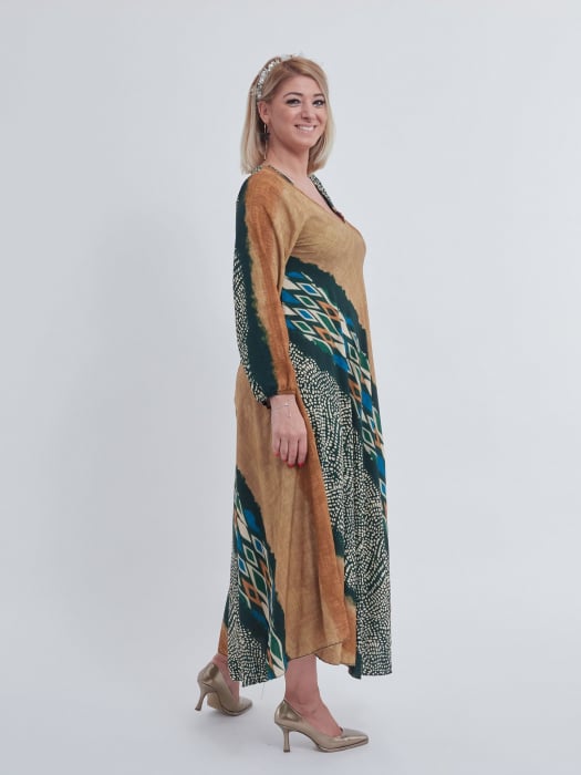 Rochie cu imprimeu maro-verde [2]