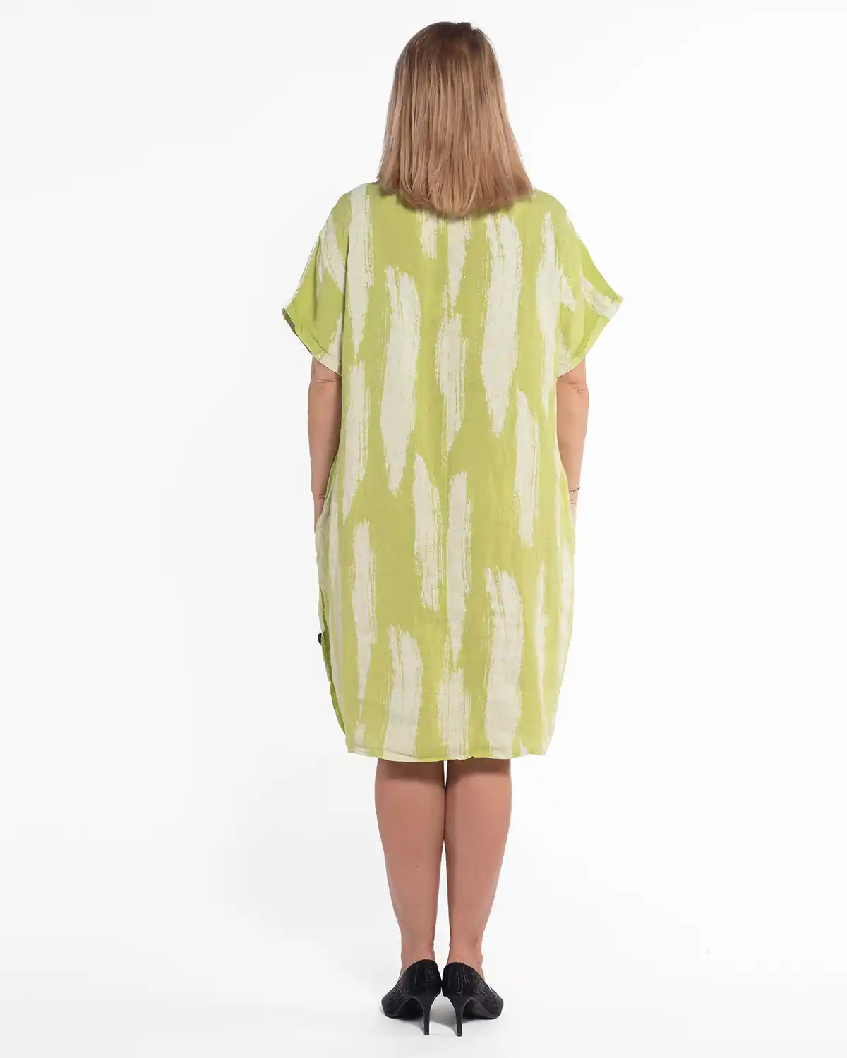 Rochie de in lime cu imprimeu abstract și croială A-line [2]