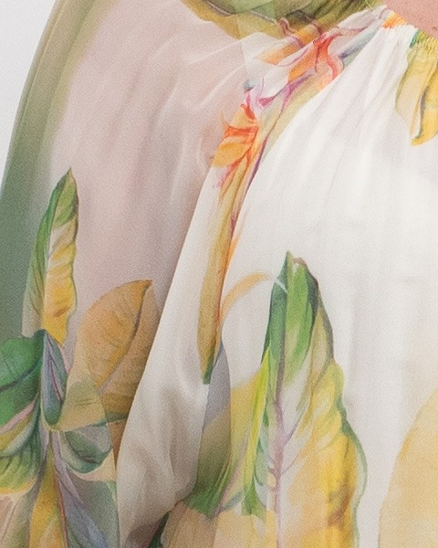 Rochie de vara din matase galbena cu imprimeuri florale [3]
