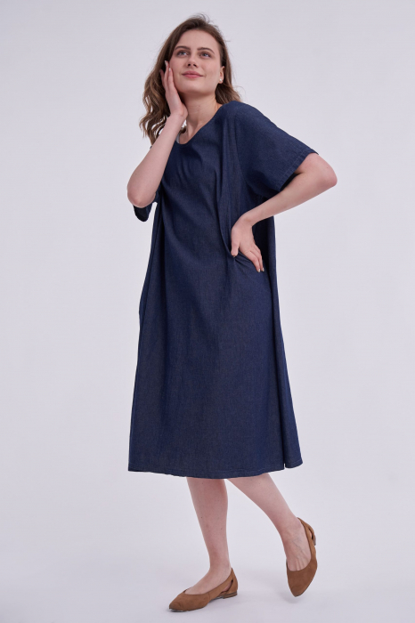 Rochie din denim Casual cu buzunare [2]