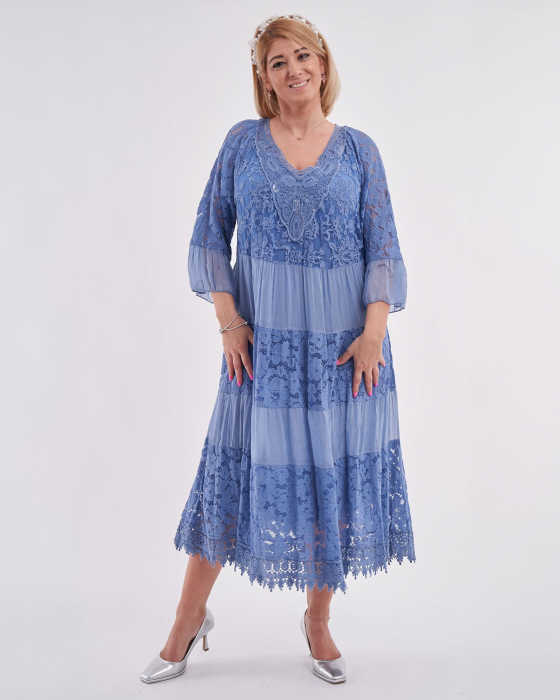 Rochie din matase cu maneca dantelata [1]